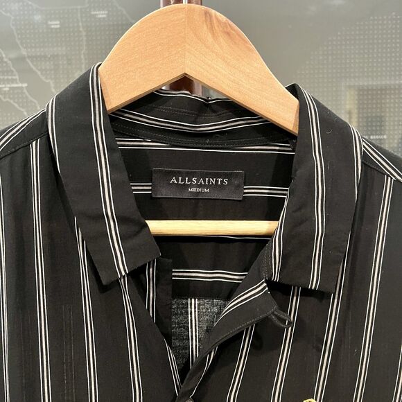 All Saints - Folsom Short Sleeve Shirt (#MS076M) - Black - Picture 3 of 7